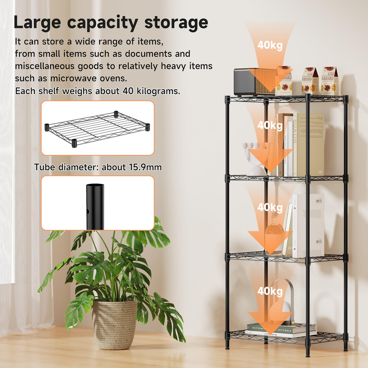IZEUK adjustable leveling feet stabilize the rack on uneven floors.