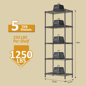 IZEUK heavy-duty storage rack with black finish supports pantry and garage items.