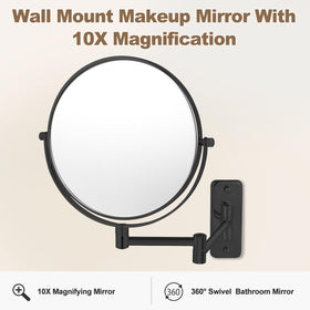 IZHIBATU wall mount mirror showing 360-degree swivel for flexible angles.
