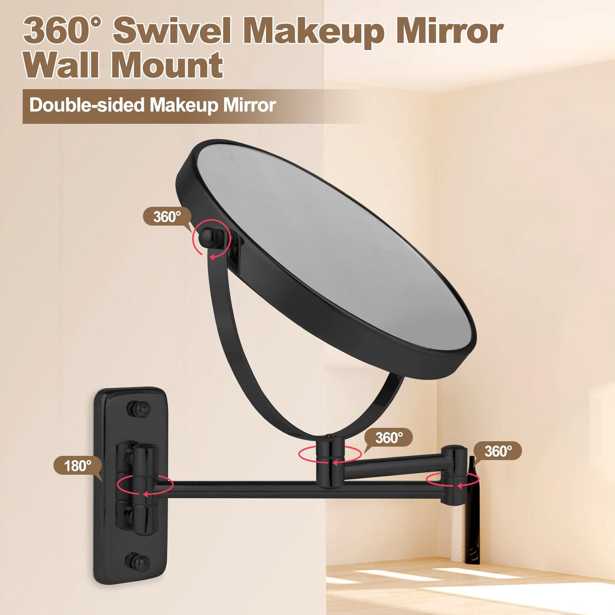 IZHIBATU extendable arm mirror extending up to 17 inches for versatile use.