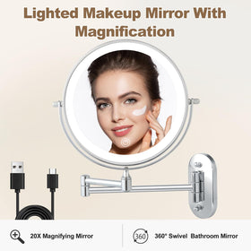 IZHIBATU double-sided makeup mirror with 1x and 20x magnification for detailed grooming