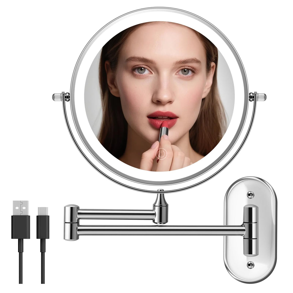 IZHIBATU 8-inch wall-mounted makeup mirror with lights for precise makeup application