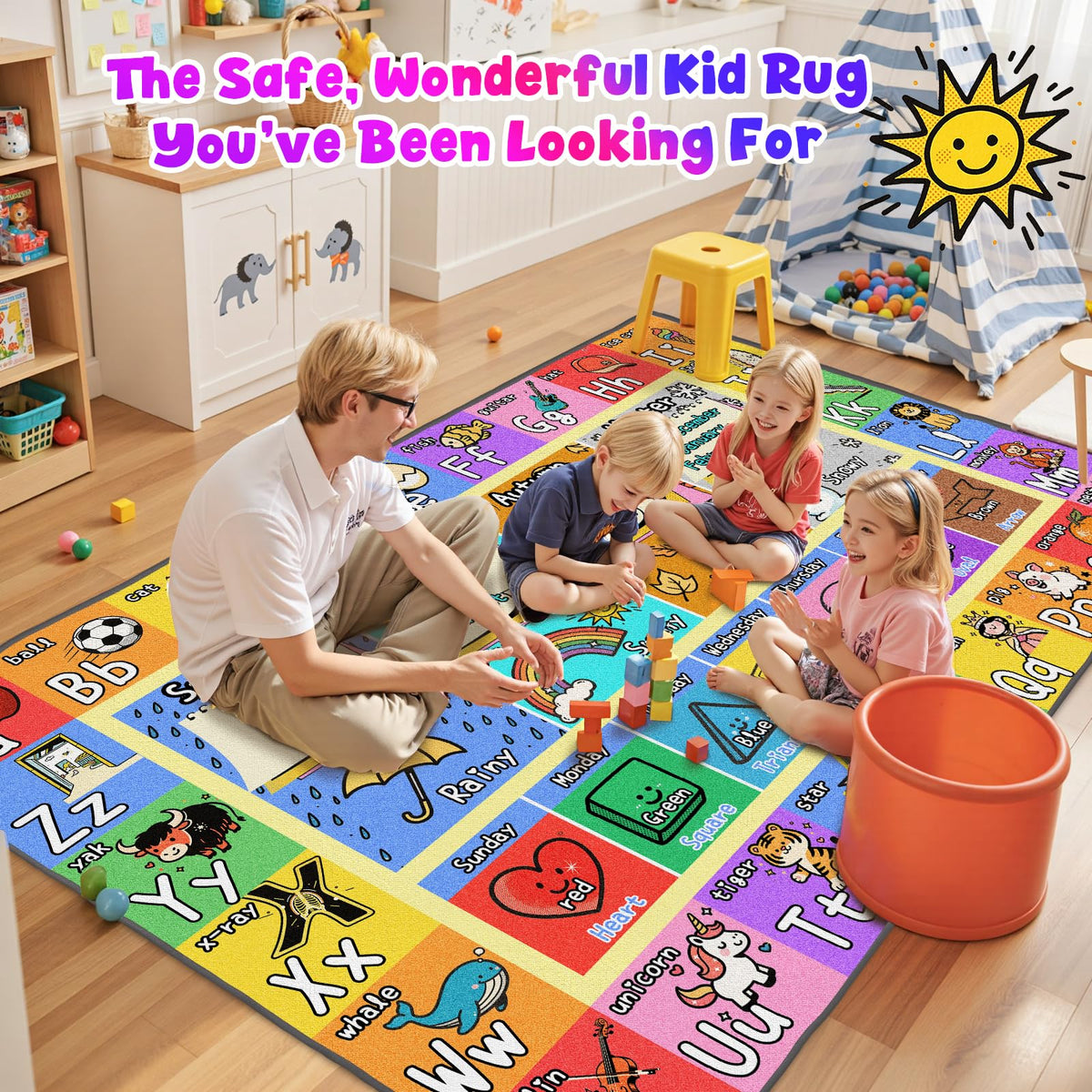 J Rombol machine-washable small rug for quick cleanups.