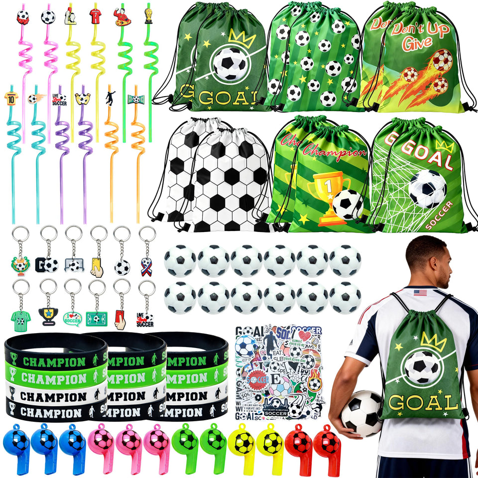 J6&H6 soccer drawstring bags with pattern variety for party favors and organization.