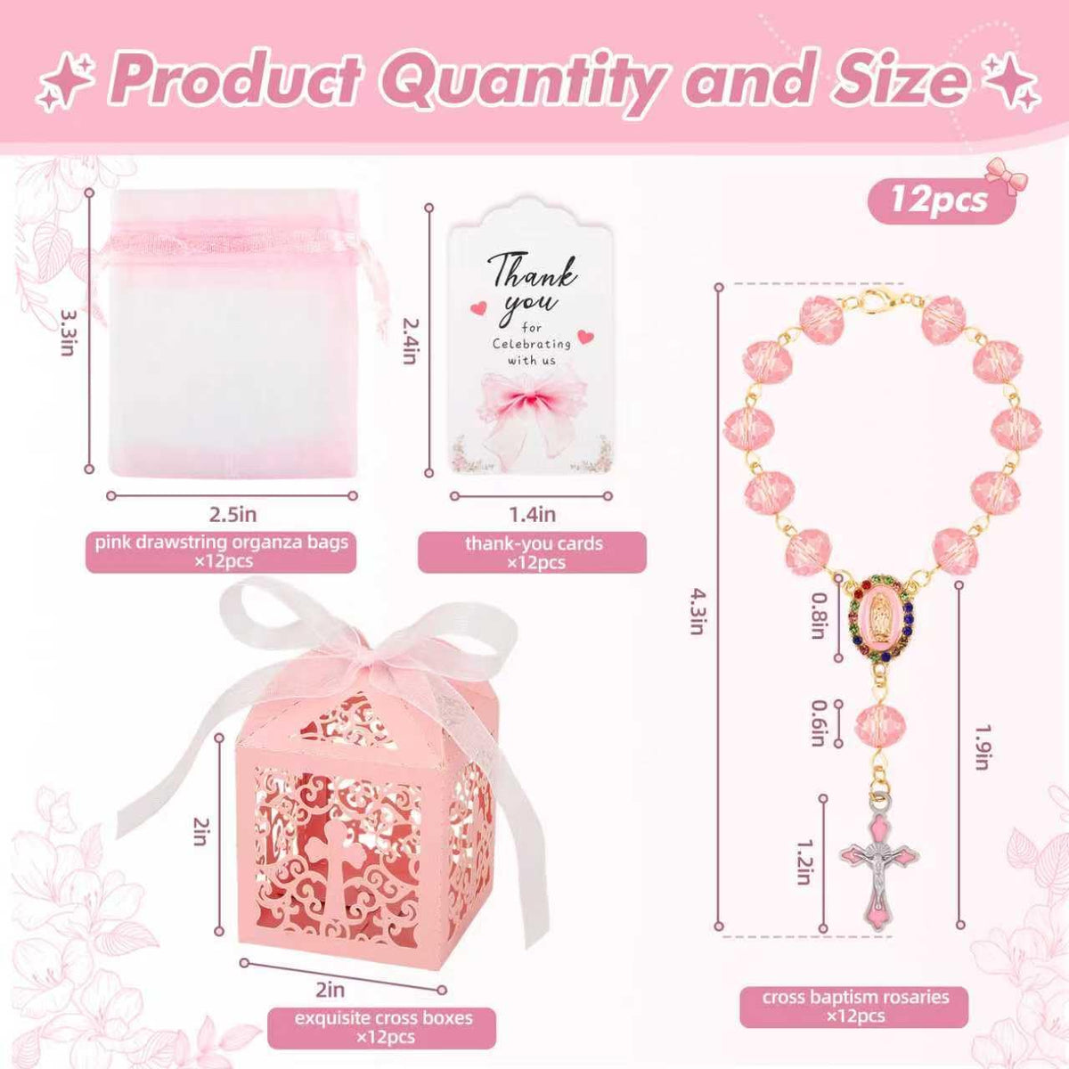 J6&H6 thank-you cards in pink coordinate with favors for a polished finish.