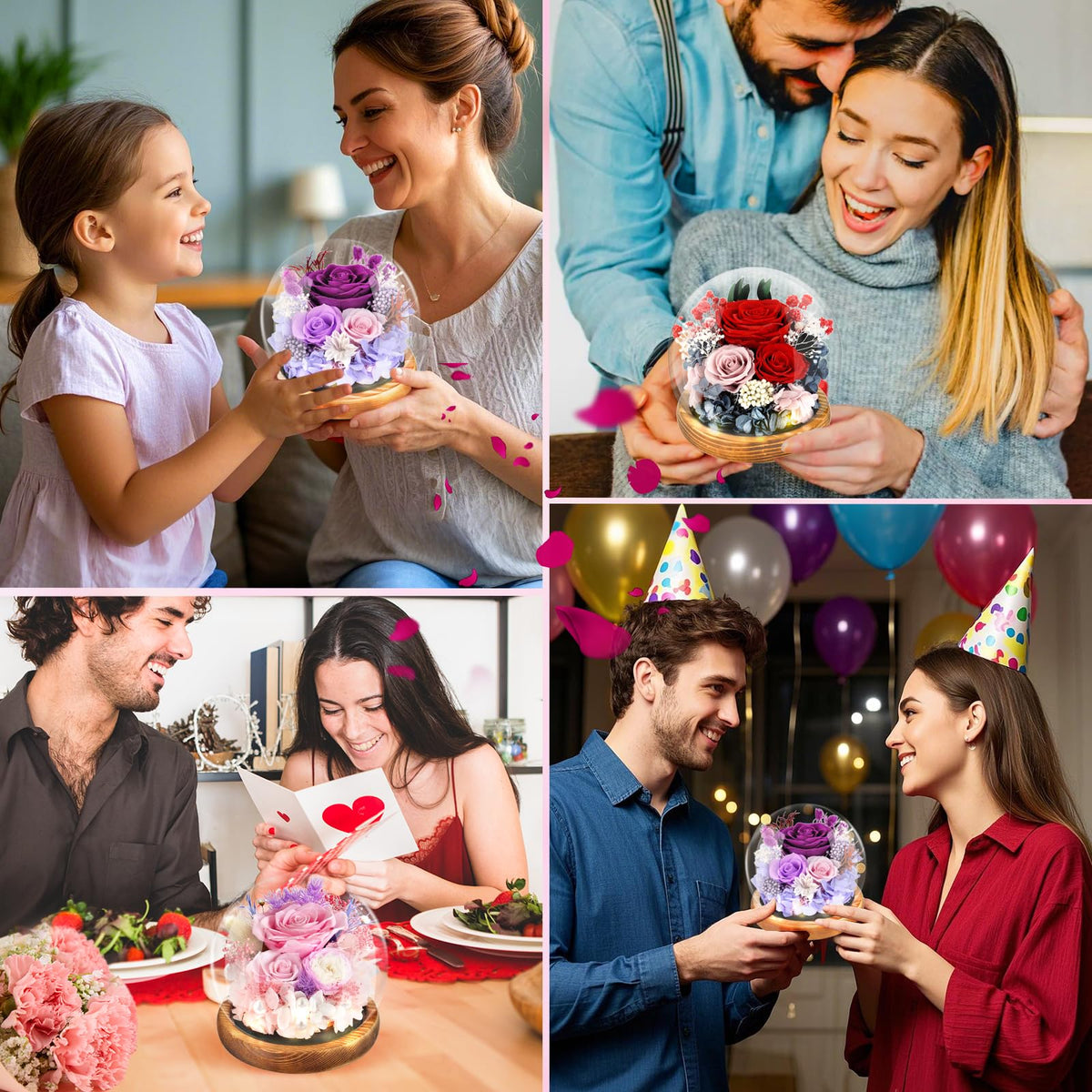 Jabeick birthday rose dome adds a refined, lasting accent to celebrations.