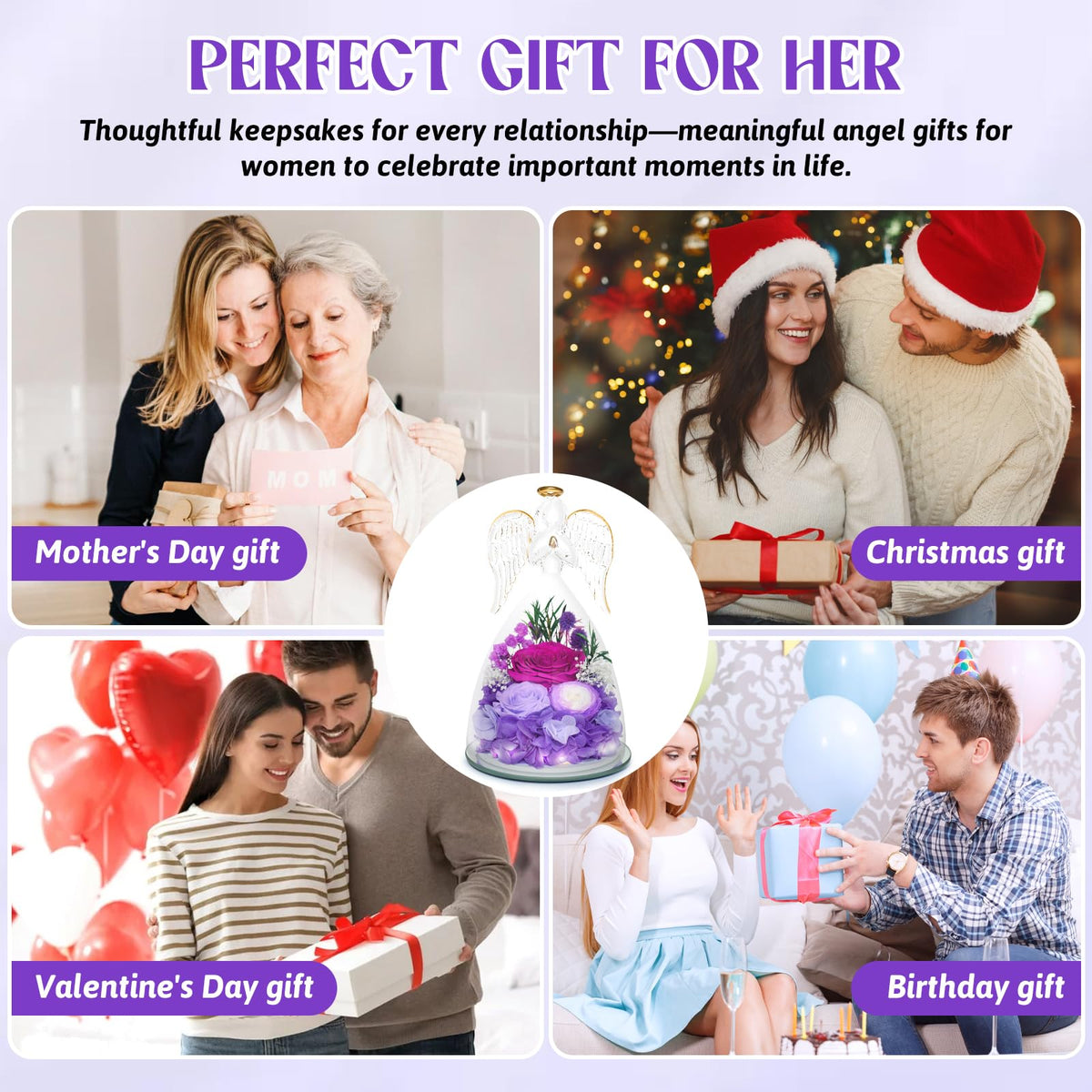 Jabeick Christmas gift idea featuring eternal blooms and angel motif