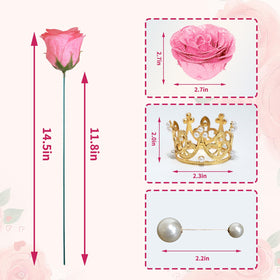 Jabeick Glitter Roses Bouquet decorative ribbon accent hints at celebration.