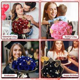 Jabeick Glitter Roses Bouquet full display ideal for event decor and gifting.