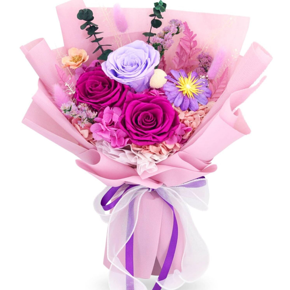 Jabeick preserved flowers bouquet with vibrant color for lasting home decor