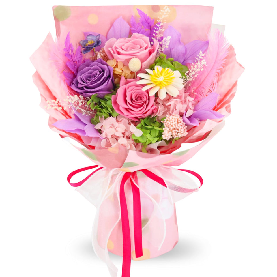 jabeick preserved flowers pink bouquet with lasting color for gifting