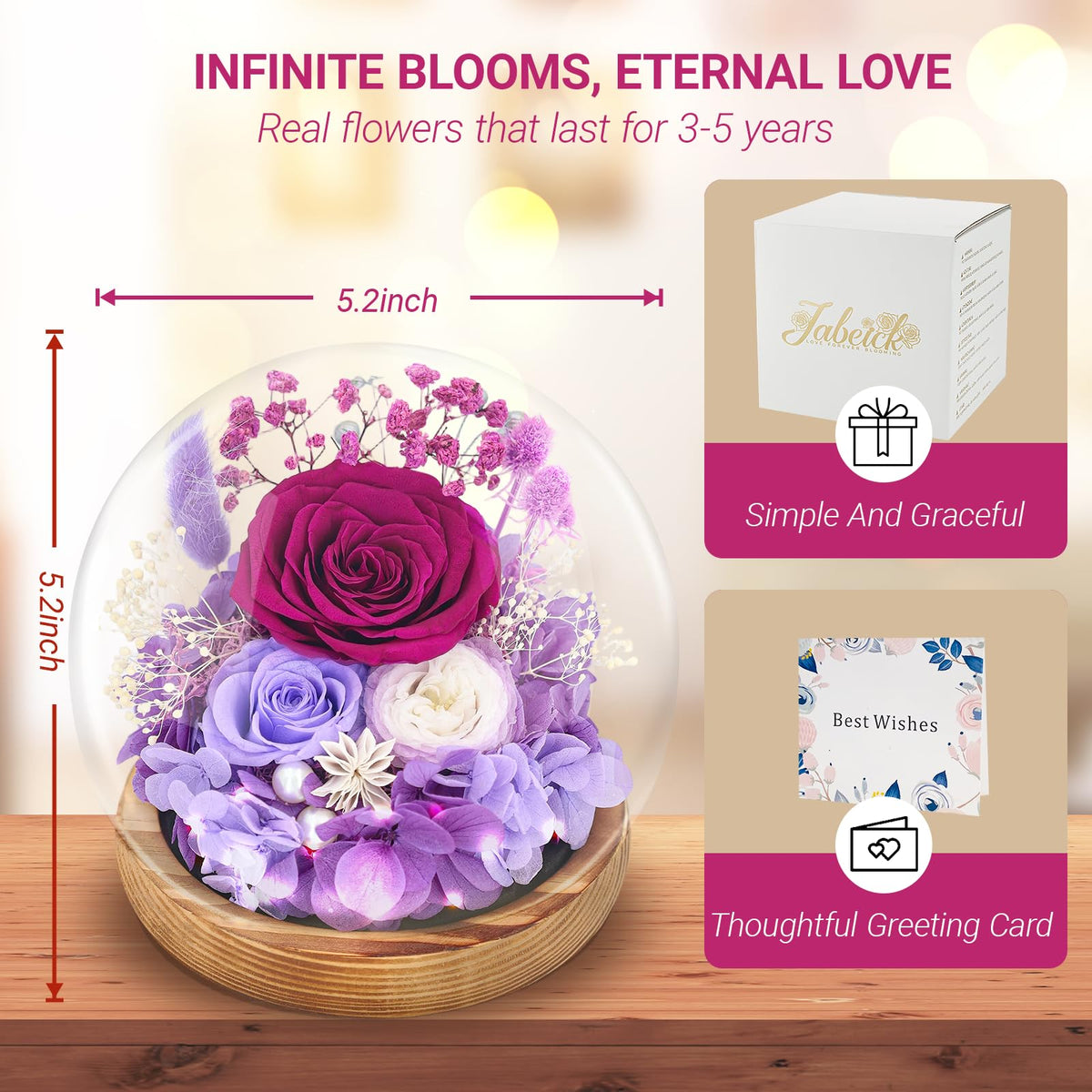 LED ring enhances the gift with a gentle glow.