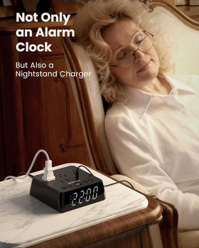 JACKYLED alarm clock showing dual alarms and snooze function