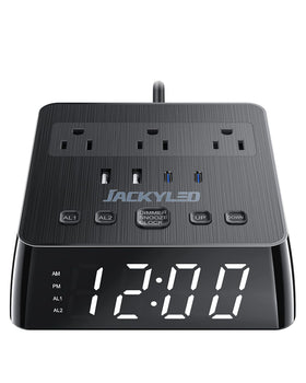 JACKYLED alarm clock with full-screen display for easy nighttime readability