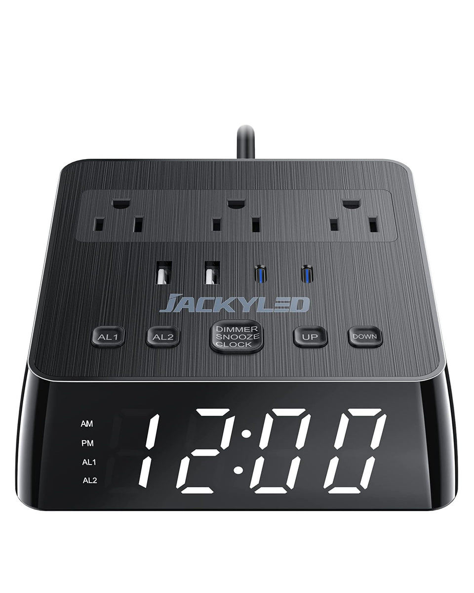 JACKYLED alarm clock with full-screen display for easy nighttime readability