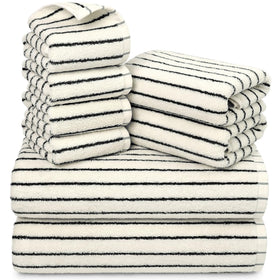 Jacquotha 8-piece towel set in black and white for everyday bathing
