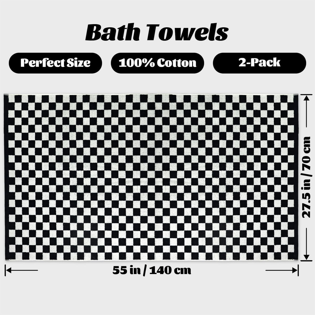 Jacquotha bathroom decor checkered towels provide striking contrast while resisting fading.