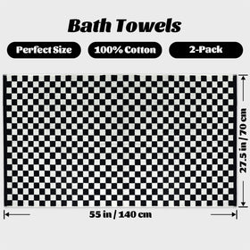 Jacquotha bathroom decor checkered towels provide striking contrast while resisting fading.