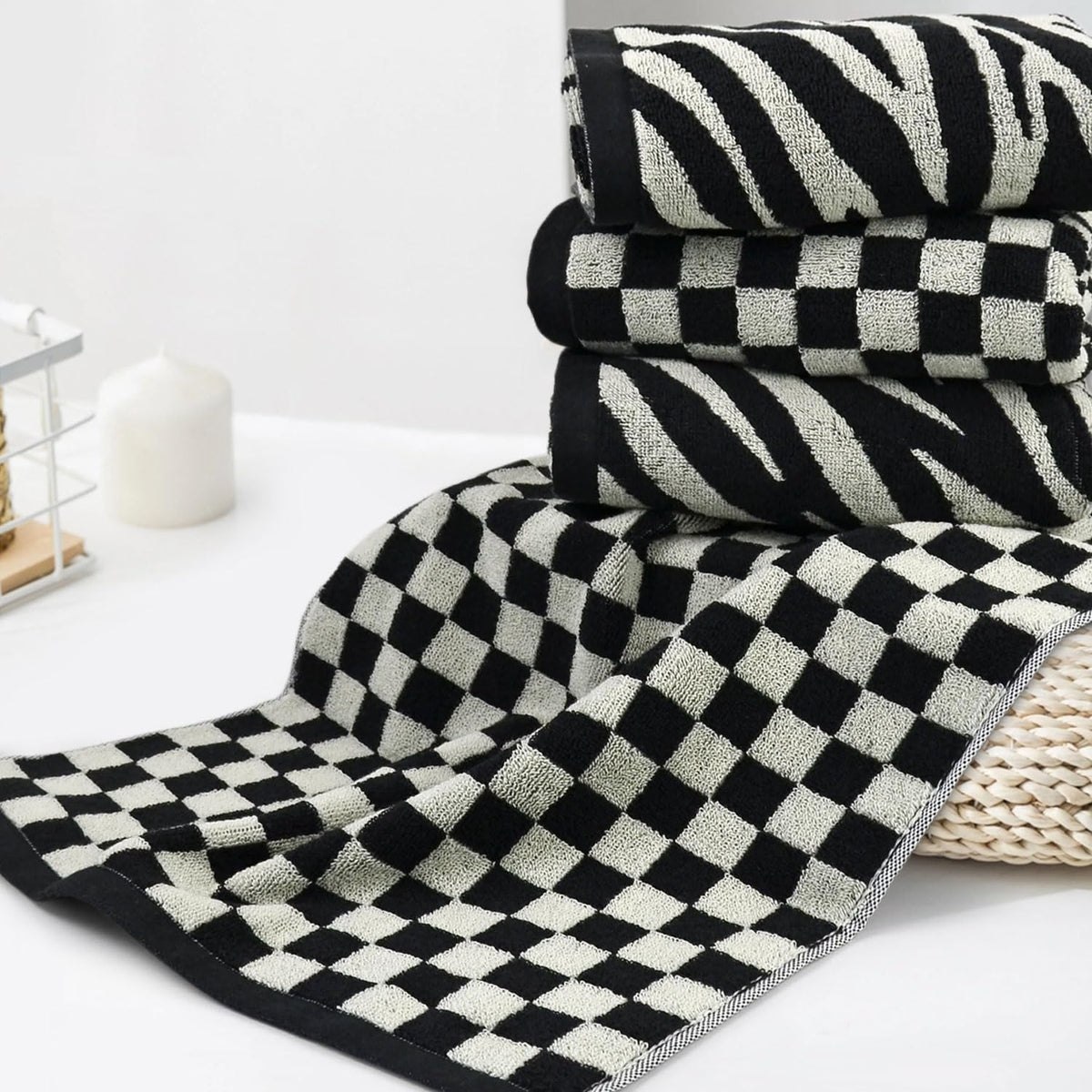 Jacquotha zebra towel set bold pattern with reliable absorbency