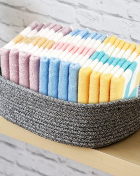 Jacquotha 12-pack striped washcloths in bathroom-ready stripes for family use
