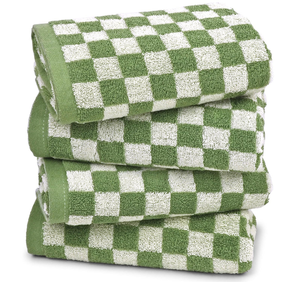 Jacquotha Green Hand Towels packaging view highlighting convenient four-pack