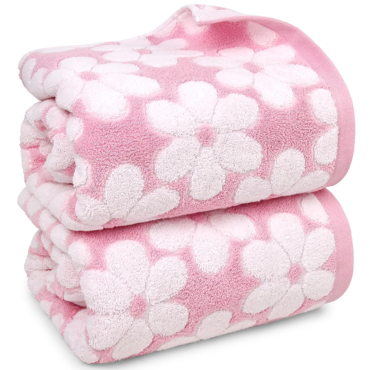 Jacquotha pink bath towels set 2, plush and highly absorbent for home use.