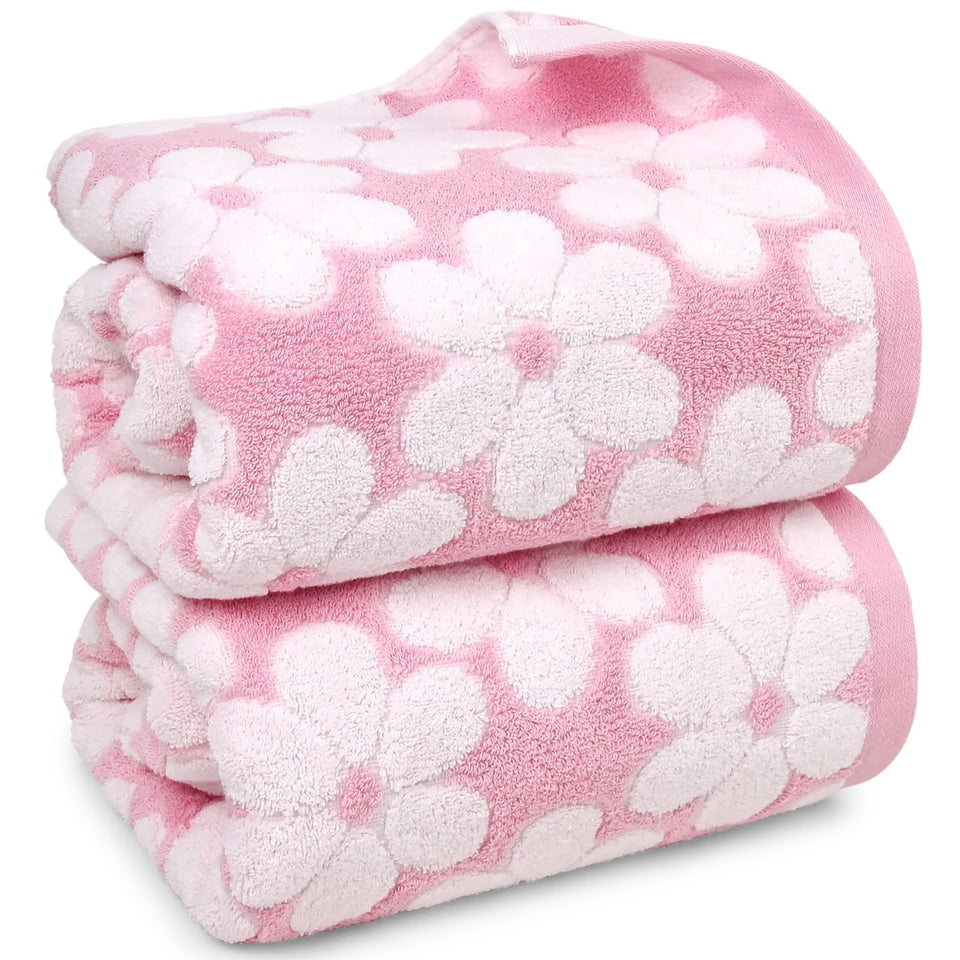 Jacquotha pink bath towels set 2, plush and highly absorbent for home use.
