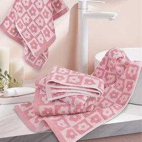Jacquotha soft absorbent towels closeup fabric weave for everyday hand drying.