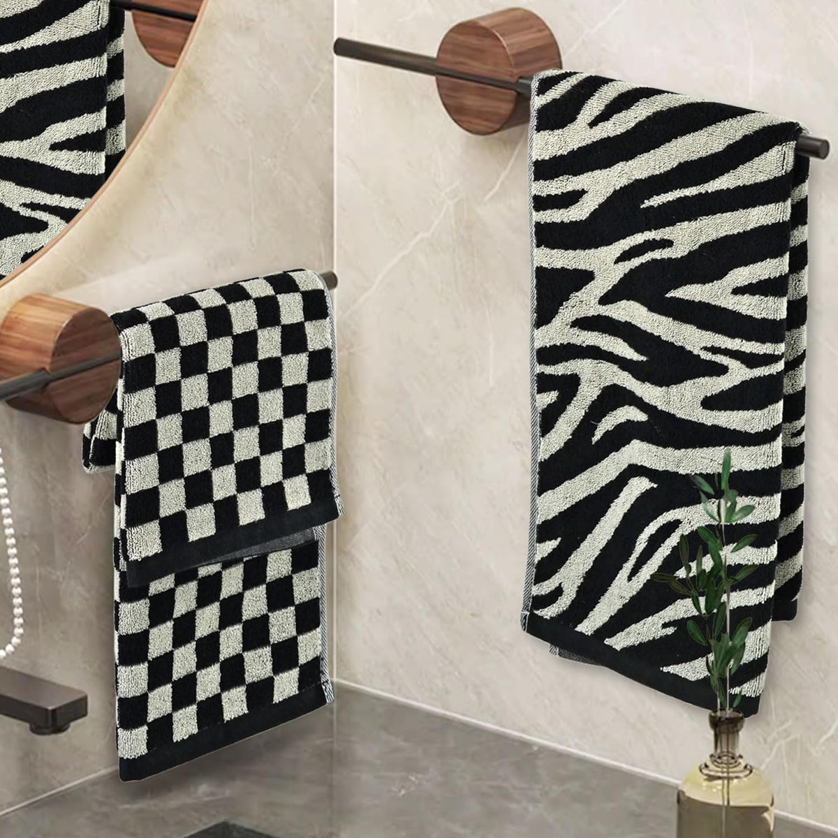 Jacquotha towel edge detail highlights reinforced stitching