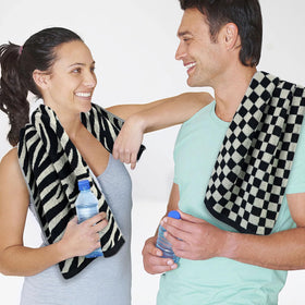 Jacquotha towels in kitchen or bathroom setting for versatile use