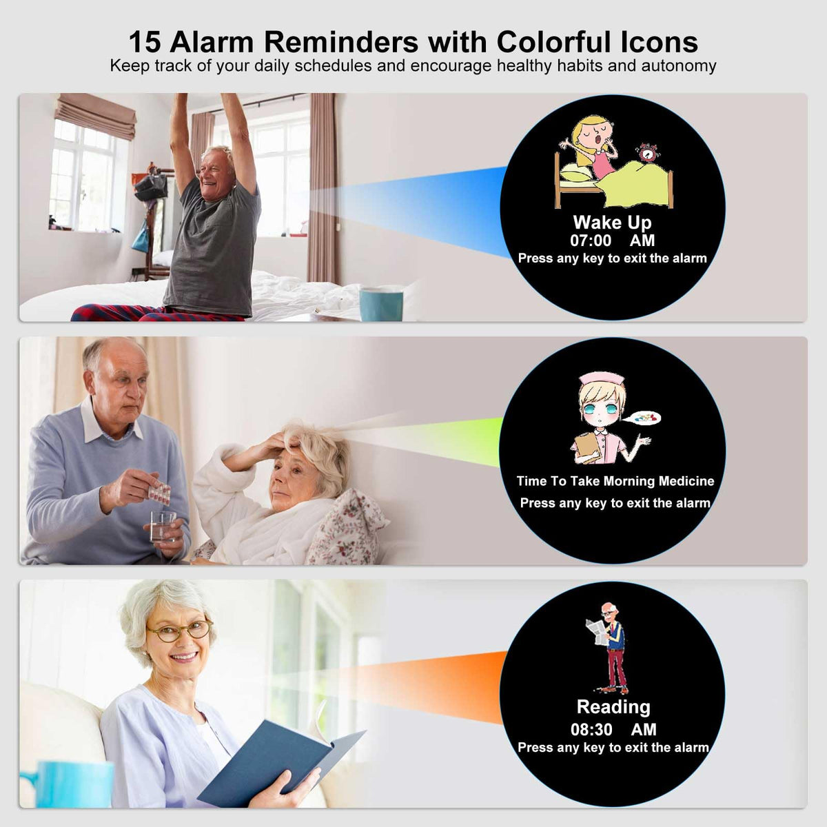 Jaihonda dementia clock auto reset saves setup after power outages.