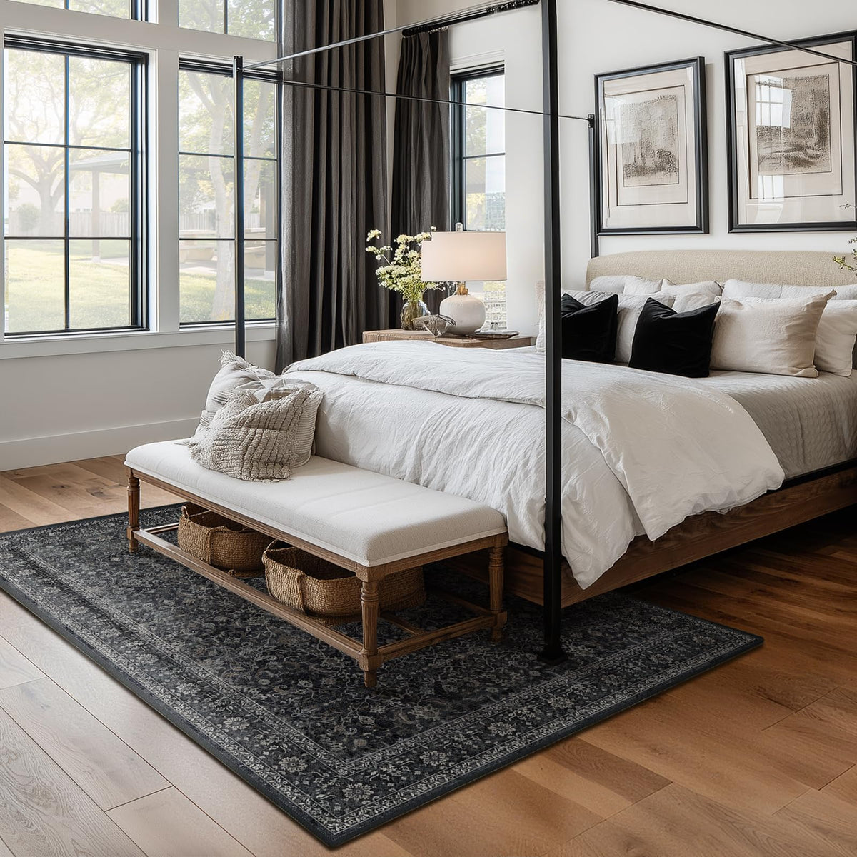 Jainmy Dark 5x7 rug ideal for families with kids and pets.