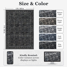 Jainmy Dark 5x7 rug close-up shows soft weave and plush feel.