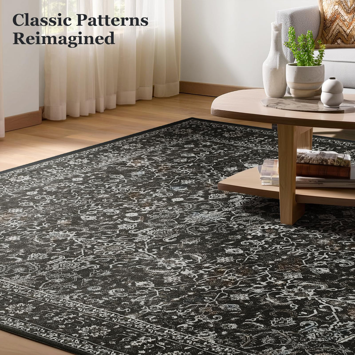 Jainmy rug suits dining rooms and living spaces with durable texture.