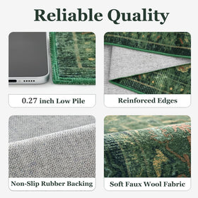 Jainmy washable rug is easy to clean with vacuuming and damp wipe-downs.