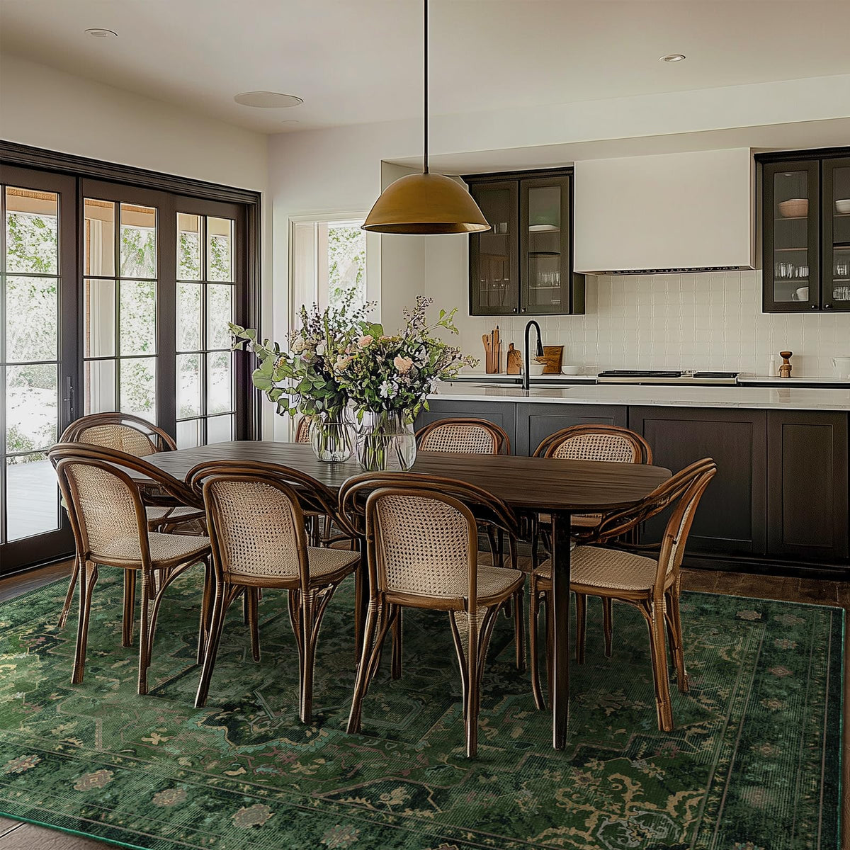 Jainmy low-pile rug ideal under dining tables to reduce snagging.