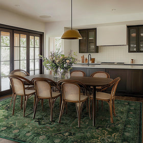 Jainmy low-pile rug ideal under dining tables to reduce snagging.