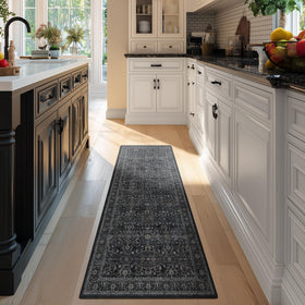 Jainmy non-slip rubber backing keeps the rug in place for safe families.