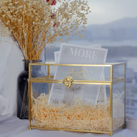 Jajamy gold brass card storage box doubles as a chic keepsake