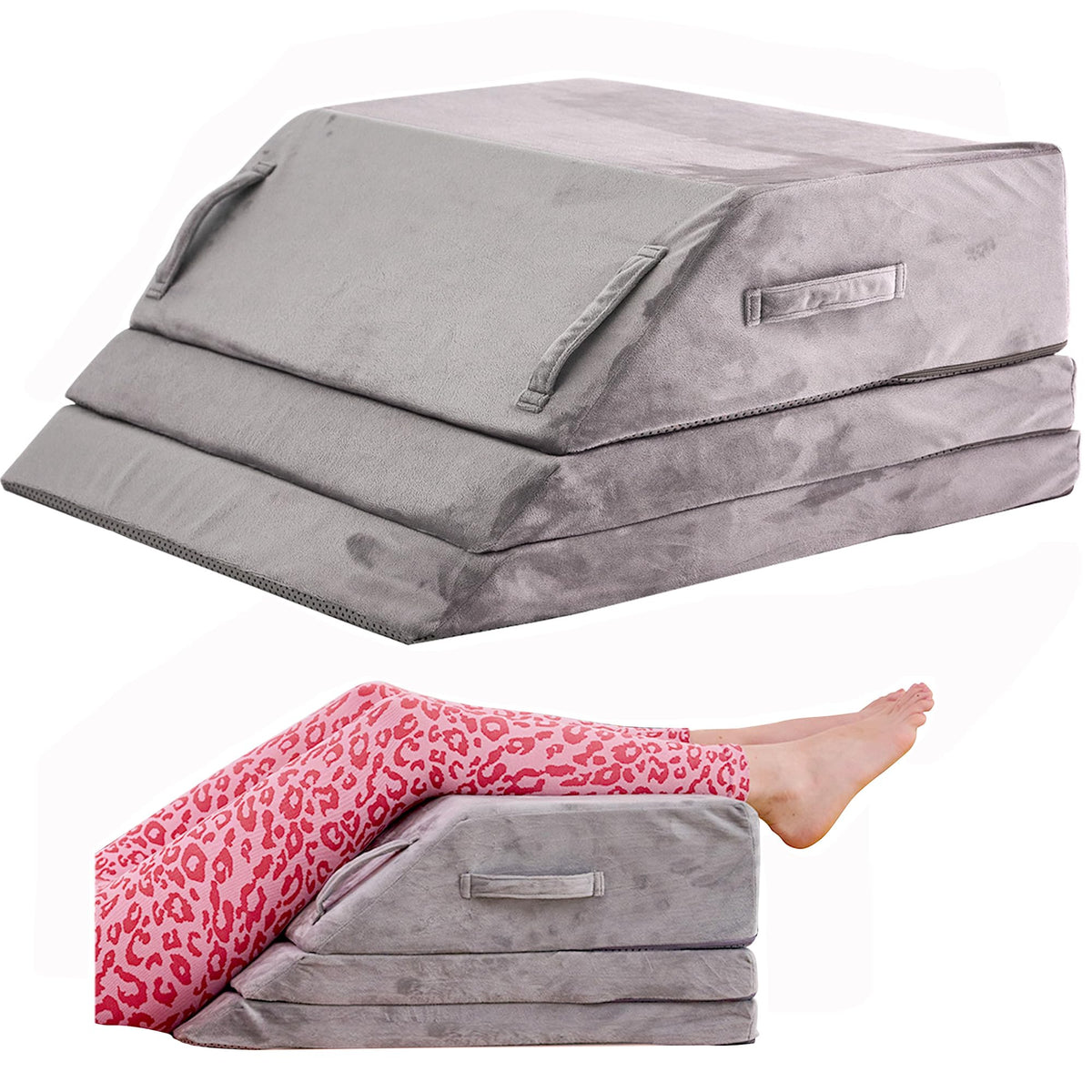 jakoola wedge pillow in sleeping setup supports leg elevation for comfortable rest