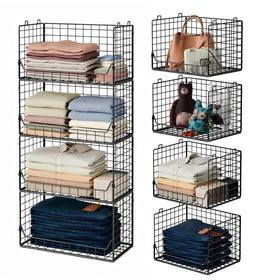 Jakyitvi 4-tier closet organizer with foldable bins for compact, organized storage.