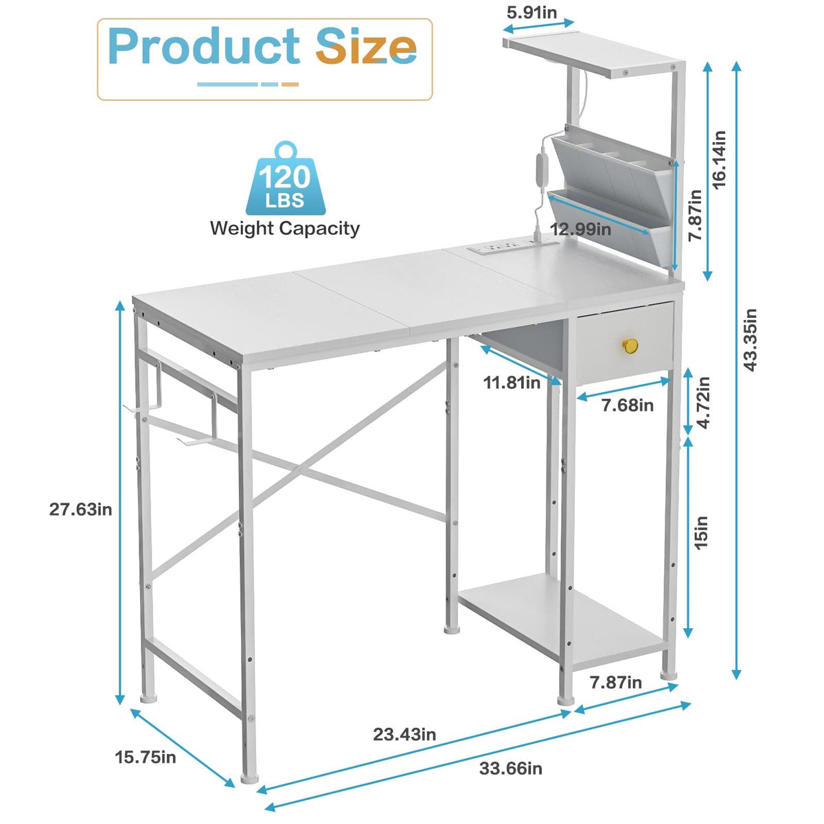 Jakyitvi desk foldable fabric drawer keeps items organized.