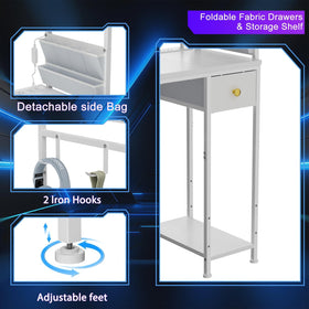 Jakyitvi desk side storage bags and hooks keep essentials within reach.