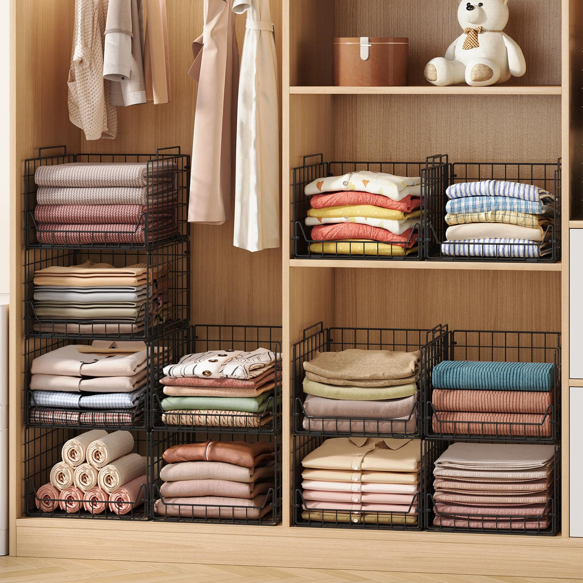 Jakyitvi foldable closet bins save space when not in use.