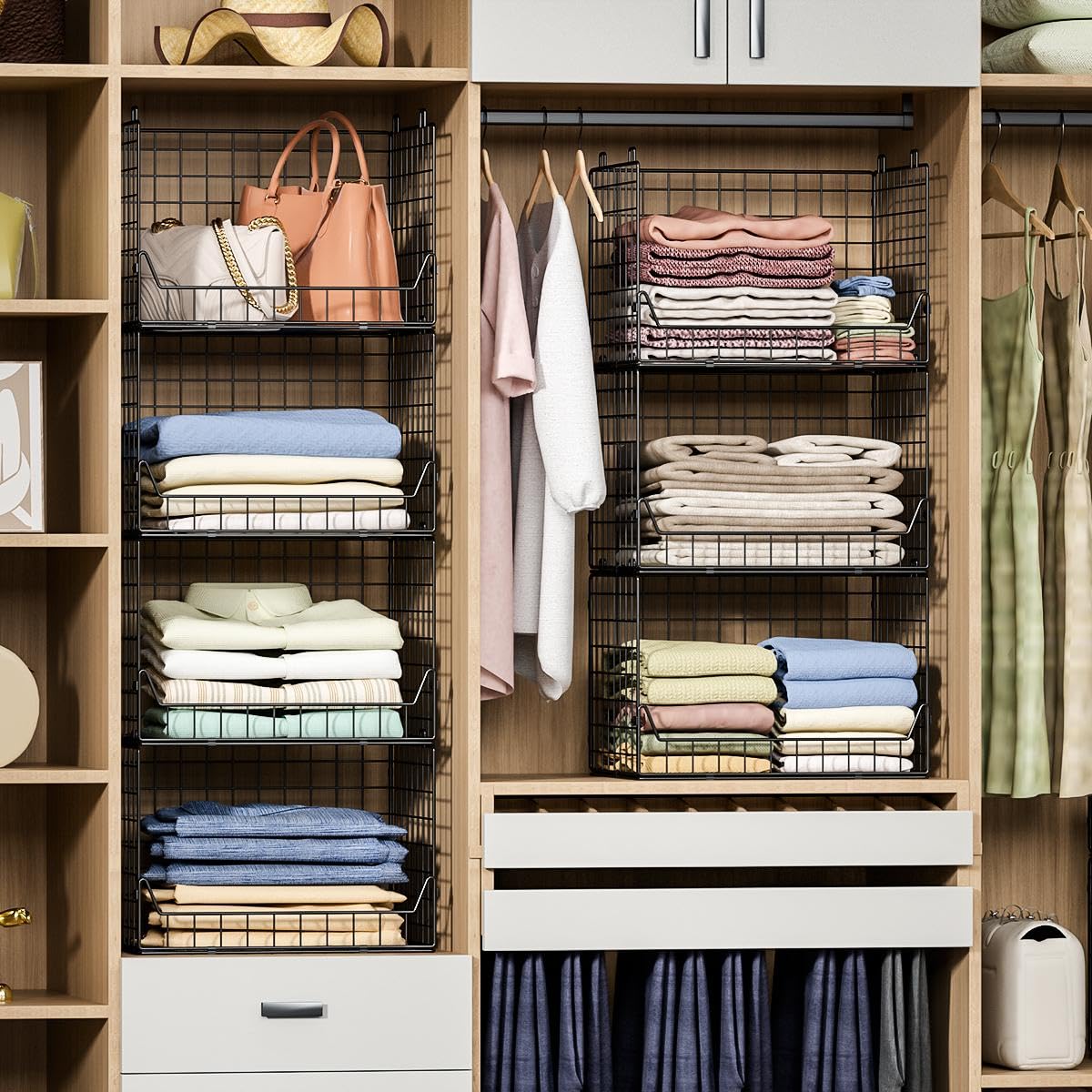 Versatile organizer for kitchen, bedroom, or bathroom storage.