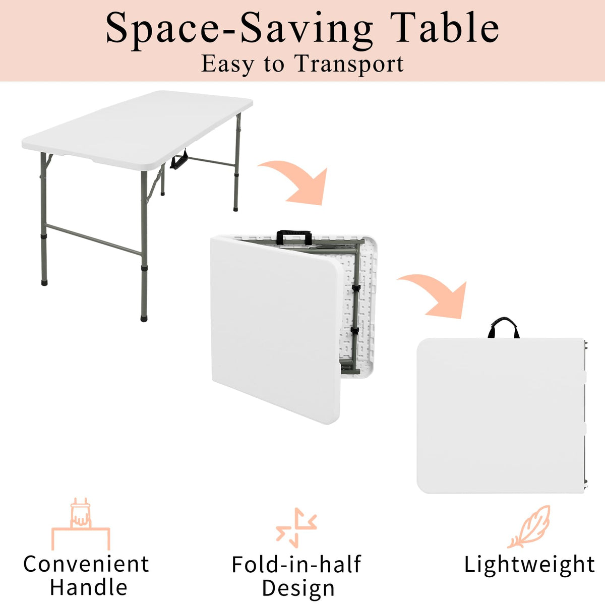 JALANCY folding table hdpe surface waterproof and easy to clean