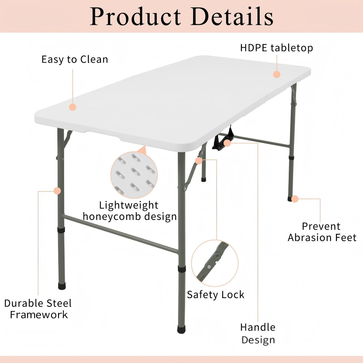 JALANCY folding table legs extended show stable frame during use