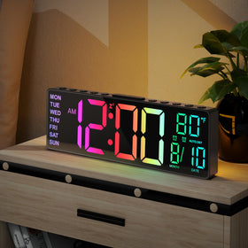 JALL 10.5-inch clock with RGB display offers clear readability from any angle.