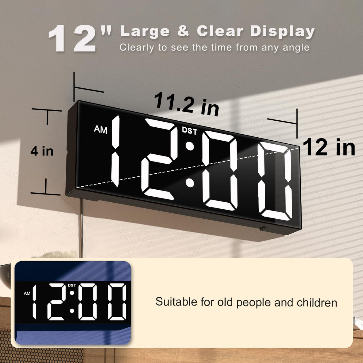 JALL clock night-light view showing warm glow for late-night navigation