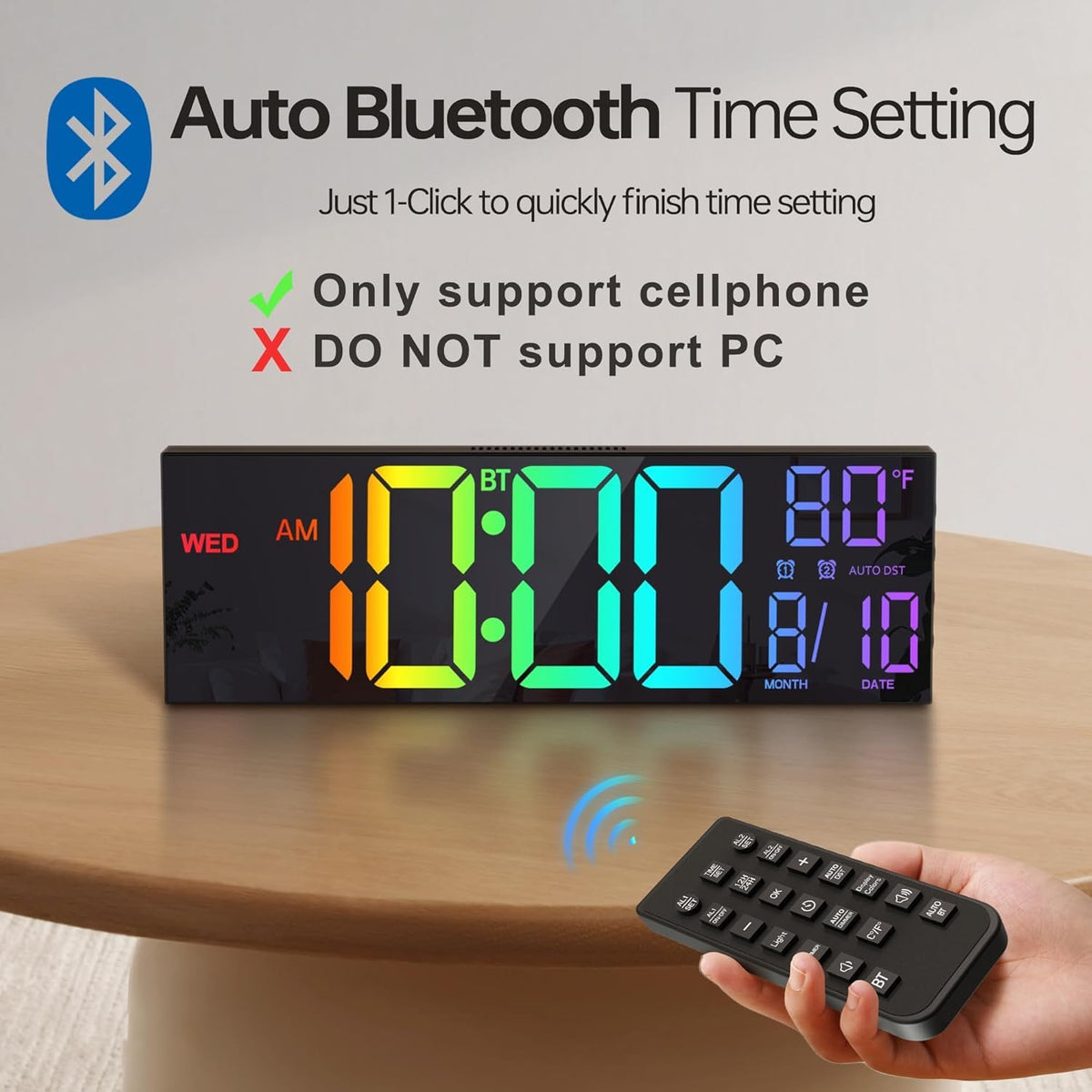 JALL clock with remote control for simple setup